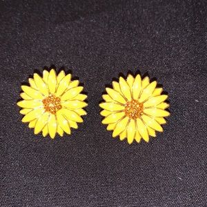 Bright yellow sunflower post earrings ~ VINTAGE